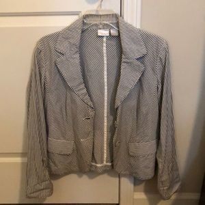 Grey and White Stripped Suit Jacket